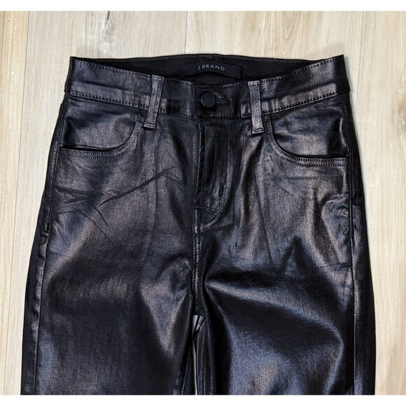 J BRAND MARIA High Rise Skinny Leg Faux Leather/Coated in Galactic Black 24x25 - Picture 5 of 16